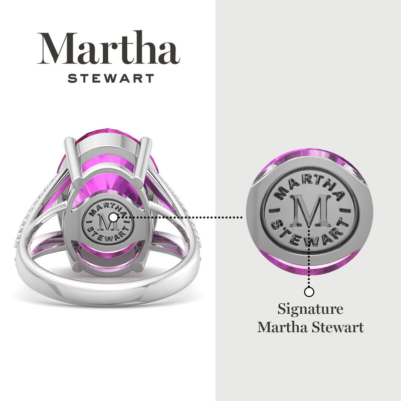 Martha Stewart 10 1/4ctw. Oval Pink Sapphire & Lab Grown Diamond Ring In Sterling Silver image number null
